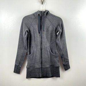 21. EUC Athleta Women Jacket Hoodie Dark Gray Extra Small Polyester Blend CYA